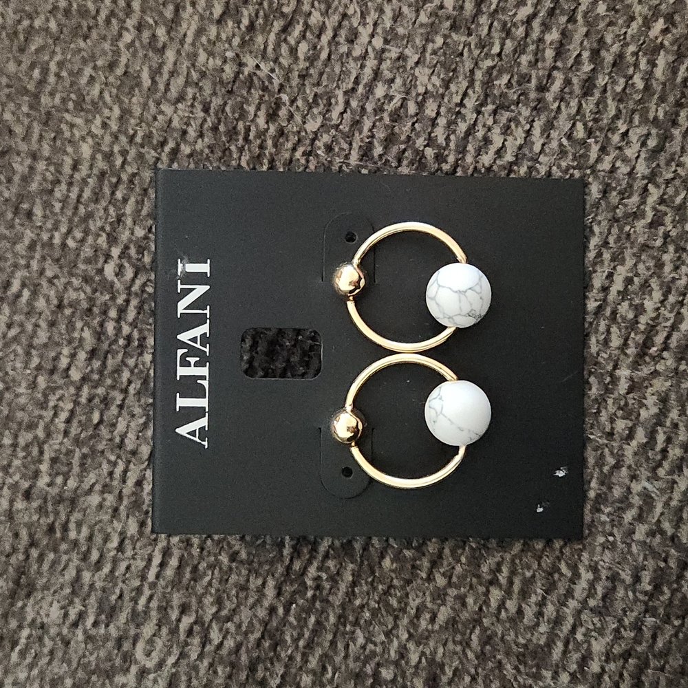 Alfani Gold-Tone Stone Doorknocker Drop Earrings